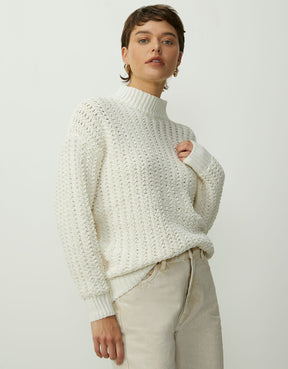 Blusa Tricot Mix De Fios Off White